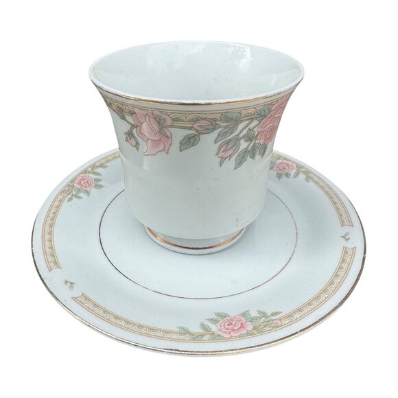 Lynns Fine China Pink Rose Teacup & Saucer Set Vintage Floral Design Porcelain - Picture 2 of 5
